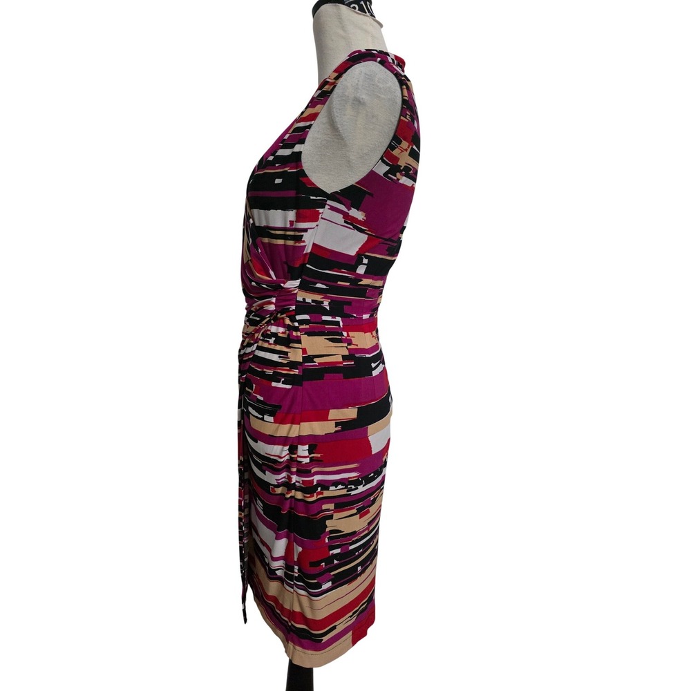 Peck‎ & Peck Women Magenta Abstract Geometric Ruched Sheath Dress Size 6 - Picture 2 of 7